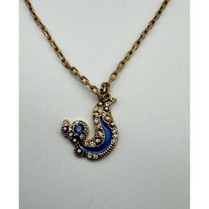 Marc Jacobs Gold Tone Blue‎ Rhinestone Enamel Bird Bracelet